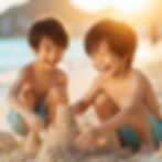 AI Generated Image - A child playing on a sunny happy beach