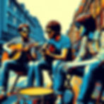 AI Generated Image - A photograph of three friends playing music