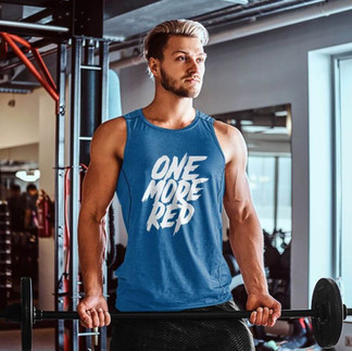 man training with custom tank top