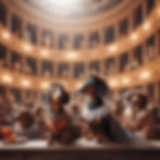 AI Generated Image - A group of dachshunds at a theater in a Renaissance style