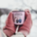 Girl in winter with a personalized pink mug