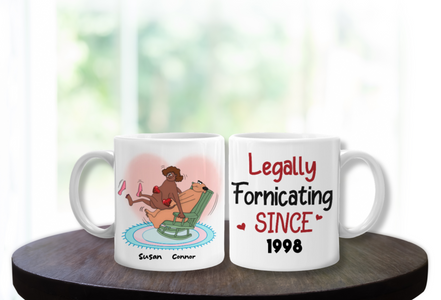 custom funny couple mug legally fornicating