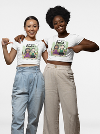 two besties with personalized t-shirts