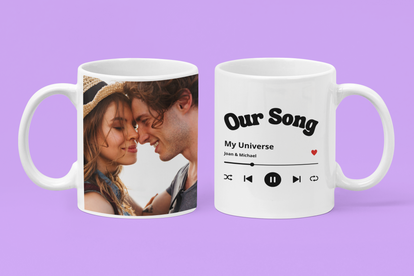 custom couple photo our song mug