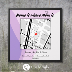 mother's day custom map canvas