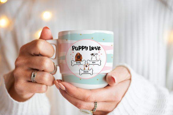 Personalized mug with dogs clipart