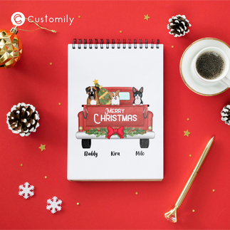 Notebook with personalized christmas design from Customily