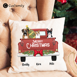 Pillow with personalized christmas design from Customily