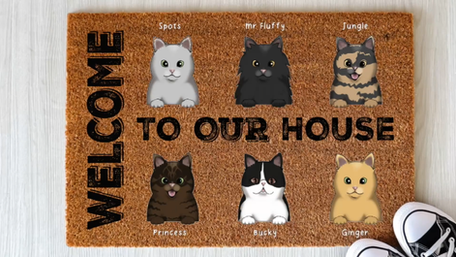 Personalized doormat with cat clipart