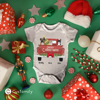 Onesie with personalized christmas design from Customily