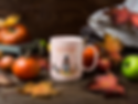 Customized fall mug with a Thanksgiving background