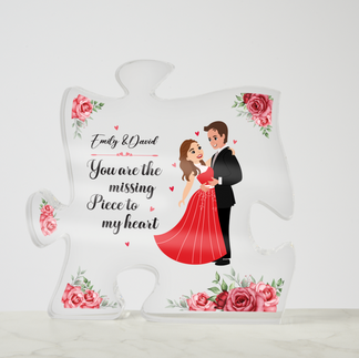 Puzzle acrylic with personalized design for couples