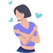 Customily Affiliate program icon, person hugging herself